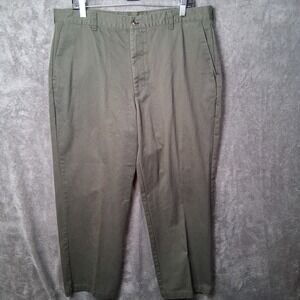 David Taylor Pants Mens Size 38x30 Khaki Olive Flat Front Straight Leg Casual